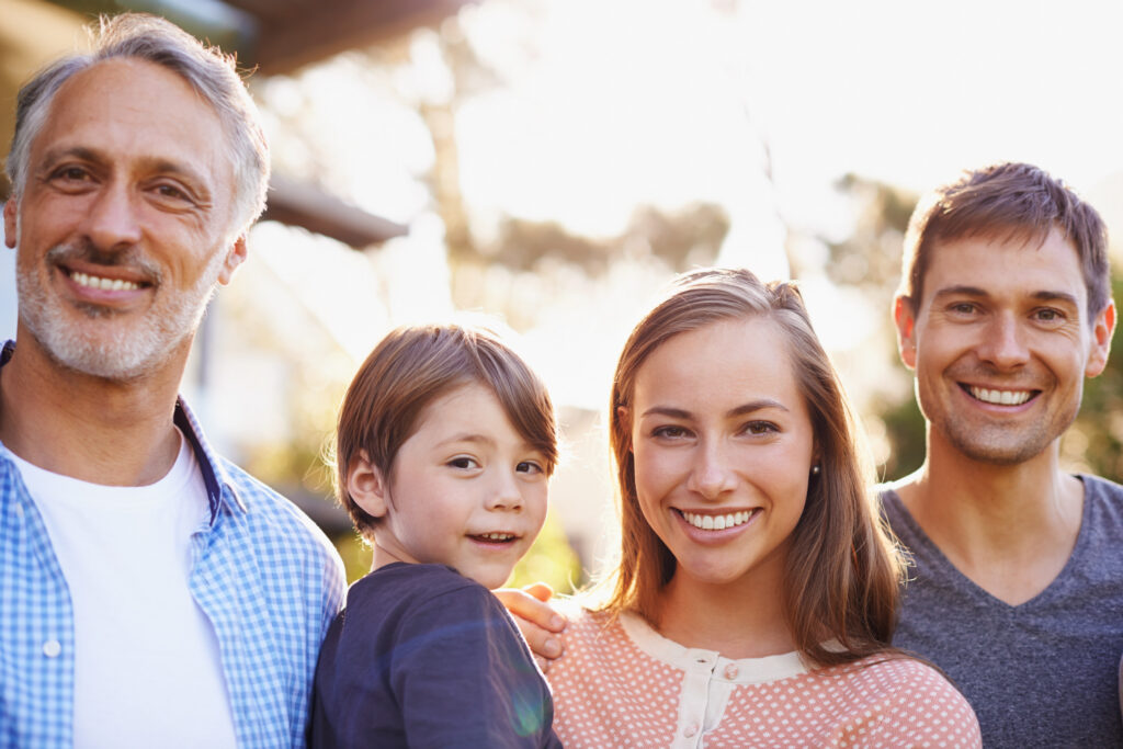 Family spending time together with an older loved one